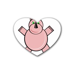 Pink Rhino Heart Coaster (4 Pack)  by Valentinaart