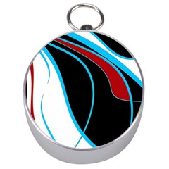 Blue, Red, Black And White Design Silver Compasses by Valentinaart