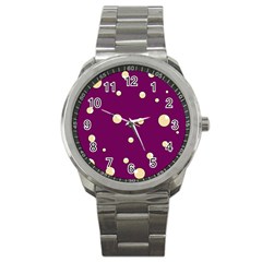 Purple And Yellow Bubbles Sport Metal Watch by Valentinaart