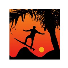 Man Surfing At Sunset Graphic Illustration Small Satin Scarf (square)  by dflcprints