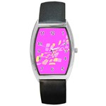 Pink abstraction Barrel Style Metal Watch Front