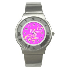 Pink Abstraction Stainless Steel Watch by Valentinaart