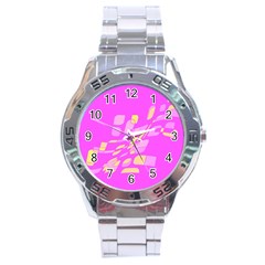 Pink Abstraction Stainless Steel Analogue Watch by Valentinaart