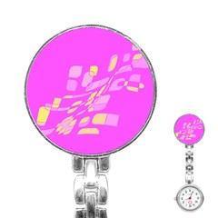 Pink Abstraction Stainless Steel Nurses Watch by Valentinaart