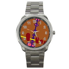 Brown Abstraction Sport Metal Watch by Valentinaart