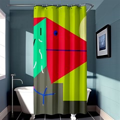 Abstract Bird Shower Curtain 36  X 72  (stall)  by Valentinaart