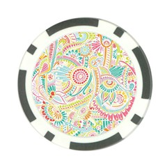 Hippie Flowers Pattern, Pink Blue Green, Zz0101 Poker Chip Card Guard by Zandiepants