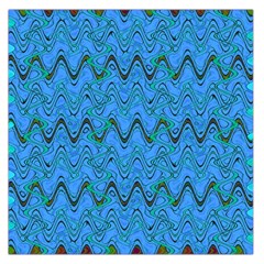 Blue Wavy Squiggles Large Satin Scarf (square) by BrightVibesDesign