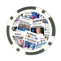 Hillary 2016 Historic Newspaper Collage Poker Chip Card Guards by blueamerica