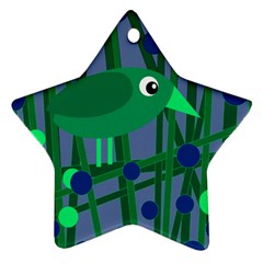 Green And Blue Bird Ornament (star)  by Valentinaart