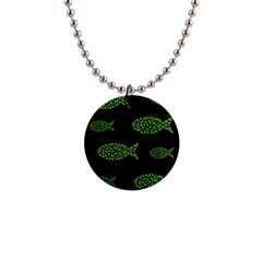 Green Fishes Pattern Button Necklaces by Valentinaart