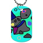 Blue comic abstract Dog Tag (Two Sides) Back