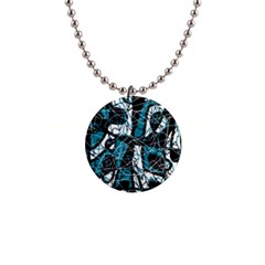 Blue, Black And White Abstract Art Button Necklaces by Valentinaart