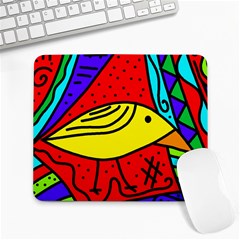 Yellow Bird Large Mousepads by Valentinaart