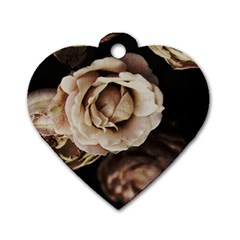 Roses Flowers Dog Tag Heart (two Sides) by vanessagf