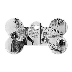 Vintage Song Sheet Lyrics Black White Typography Dog Tag Bone (two Sides) by yoursparklingshop