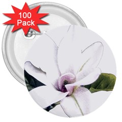 White Magnolia Pencil Drawing Art 3  Buttons (100 Pack)  by picsaspassion