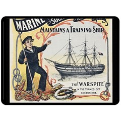 Vintage Advertisement British Navy Marine Typography Double Sided Fleece Blanket (large)  by yoursparklingshop