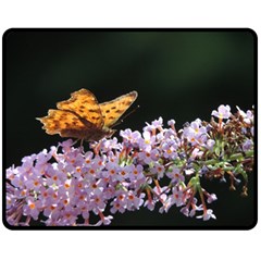 Butterfly Sitting On Flowers Double Sided Fleece Blanket (medium)  by picsaspassion