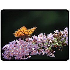 Butterfly Sitting On Flowers Double Sided Fleece Blanket (large)  by picsaspassion