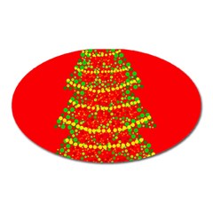 Sparkling Christmas Tree - Red Oval Magnet by Valentinaart