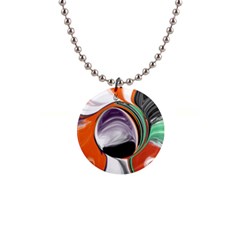 Abstract Orb In Orange, Purple, Green, And Black Button Necklaces by digitaldivadesigns