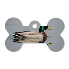 Wild Duck Swimming In Lake Dog Tag Bone (one Side) by picsaspassion