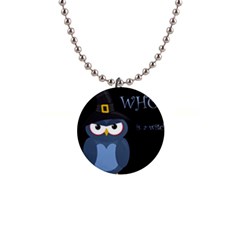 Halloween Witch - Blue Owl Button Necklaces by Valentinaart