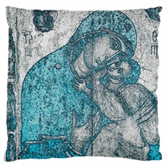 Mother Mary And Infant Jesus Christ  Blue Portrait Old Vintage Drawing Large Flano Cushion Case (two Sides) by yoursparklingshop