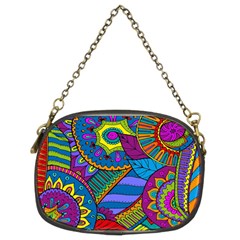 Pop Art Paisley Flowers Ornaments Multicolored Chain Purses (two Sides)  by EDDArt