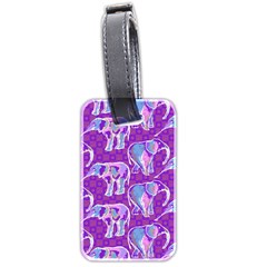 Cute Violet Elephants Pattern Luggage Tags (two Sides) by DanaeStudio