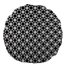 Modern Dots In Squares Mosaic Black White Large 18  Premium Round Cushions by EDDArt