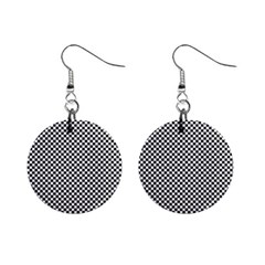 Sports Racing Chess Squares Black White Mini Button Earrings by EDDArt