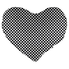 Sports Racing Chess Squares Black White Large 19  Premium Heart Shape Cushions by EDDArt