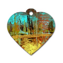 Autumn Landscape Impressionistic Design Dog Tag Heart (two Sides) by digitaldivadesigns