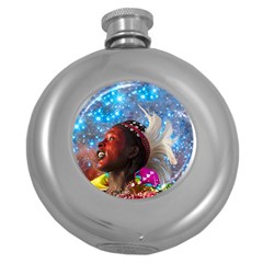 African Star Dreamer Round Hip Flask (5 Oz) by icarusismartdesigns