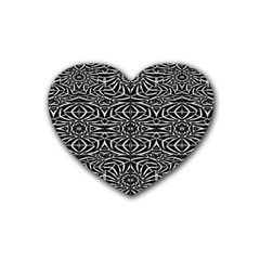 Black And White Tribal Pattern Rubber Coaster (heart)  by dflcprints