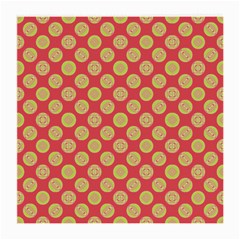 Mod Yellow Circles On Orange Medium Glasses Cloth (2-side) by BrightVibesDesign