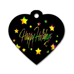 Happy Holidays 4 Dog Tag Heart (two Sides) by Valentinaart