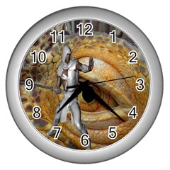 Dragon Slayer Wall Clocks (silver)  by icarusismartdesigns