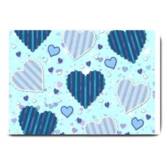 Light And Dark Blue Hearts Large Doormat  by LovelyDesigns4U