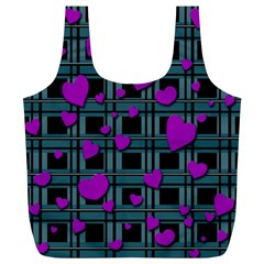 Purple Love Full Print Recycle Bags (l)  by Valentinaart