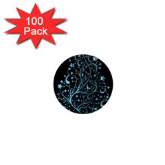 Elegant Blue Christmas Tree Black Background 1  Mini Magnets (100 Pack)  by yoursparklingshop