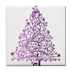 Elegant Starry Christmas Pink Metallic Look Tile Coasters by yoursparklingshop