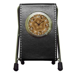 Elegant Gold Brown Kaleidoscope Star Pen Holder Desk Clocks by yoursparklingshop