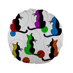 Colorful abstract cats Standard 15  Premium Flano Round Cushions Front