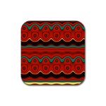 Orange Black and Blue Pattern Rubber Coaster (Square)  Front