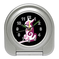 Pink Abstract Cat Travel Alarm Clocks by Valentinaart