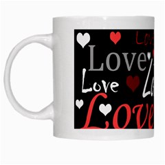 Red Love Pattern White Mugs by Valentinaart