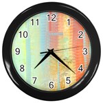 Unique abstract in green, blue, orange, gold Wall Clocks (Black) Front